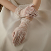 新娘礼服婚纱手套蕾丝短款婚礼韩式简约优雅珍珠精致法式短薄纱