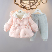 婴儿童装女童冬装棉衣女，宝宝加绒加厚棉袄，冬季小童棉服两件外套装