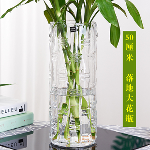 特大号落地富贵竹花瓶摆件玻璃，透明水养水培直筒，家用客厅插花装饰