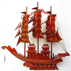 雅轩斋红木工艺品 实木质帆船模型一帆风顺 红木船特大80摆件手工