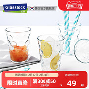Glasslock创意玻璃水杯餐厅钢化透明耐热家用套装果汁茶饮品杯子