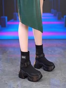 内马丁靴子女鞋2023秋季厚底高跟短靴瘦瘦袜子中筒靴