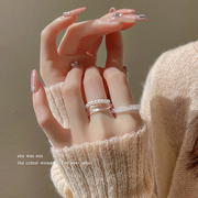 亚克力不规则珍珠戒指设计感小众时尚个性冷淡，风素圈指环套装配饰