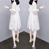 白色娃娃裙女2023夏季气质，显瘦蕾丝大码宽松天丝雪纺连衣裙