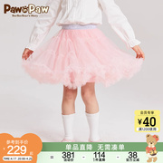 PawinPaw卡通小熊童装2024年夏季女童公主甜美网纱半身裙