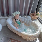 韩国ins婴儿洗澡n盆多功能折叠宝宝充气大号浴桶家用新生儿童用品