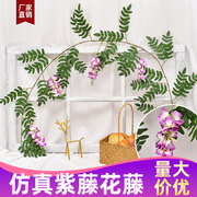 仿真紫藤花假花藤条吊顶，花串藤蔓装饰塑料植物墙，壁挂空调管道遮挡