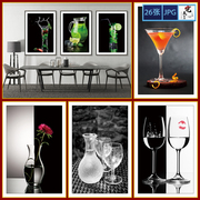 红酒杯装饰画素材现代简约香槟鸡尾酒饮料高清图片挂画装饰画素材