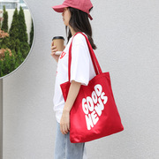 日韩字母印花帆布托特包女学生上课单肩布袋大容量手提购物袋