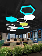 led六边形吊灯办公室工业风造型灯 健身房超市创意六边形蜂巢吊灯