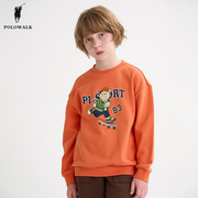 polowalk童装男童卫衣，2024春季儿童卡通，小熊圆领套头上衣