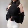 韩国chic秋冬马海毛高领毛衣背心，+蝙蝠袖针织披肩外套两件套上衣