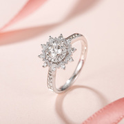 喜钻钻戒女一克拉效果，显钻款群镶钻石戒指，18k金砖戒求婚戒指