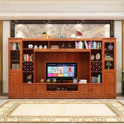 实木电视柜组合墙柜客厅多功能背景，一体组合墙，中式简约大影视地柜