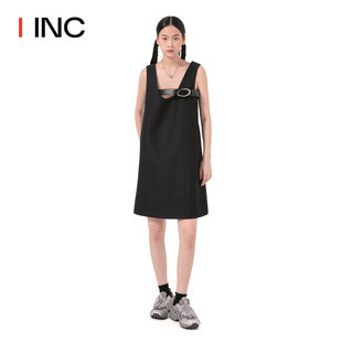 CALVINLUO设计师品牌 IINC 23AW皮带纯色背心短款连衣裙女
