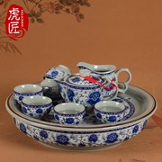 虎匠景德镇陶瓷茶具套装，家用客厅整套功夫，茶复古青花瓷茶盘瓷器