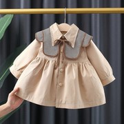儿童风衣女童秋款2024春装韩版女宝宝，时尚小女孩公主上衣外套