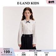 云柔棉eland kids衣恋童装24年春女童甜美蝴蝶结长袖衬衫