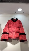 新中式国风复古羽绒服女短款水貂毛领，冬季白鸭绒(白鸭绒)红色过年战袍