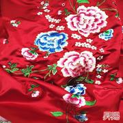 真丝缎绸缎绣花刺绣被套，婚庆杭州丝绸软缎被面，结婚陪嫁被罩喜被面