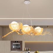 客厅灯简约现代树枝鸟巢餐厅吊灯，创意吧台卧室灯大气家用北欧灯具