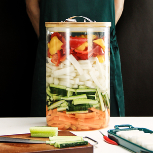 泡菜坛子玻璃加厚四川咸菜，腌菜泡菜罐腌制家用高级密封酸菜玻璃缸