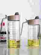 日本厨房玻璃油壶防漏油带刻度大号装油瓶家用醋壶创意酱油瓶醋瓶