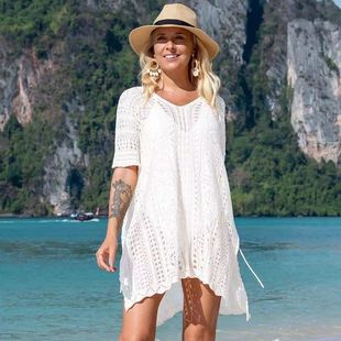 75-300斤沙滩性感镂空针织罩衫海边度假比基尼，外罩衫防晒衣女