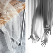 欧式风潮透明婚纱透视网纱加密软糯微珠光网眼，纱裙设计师创意布料