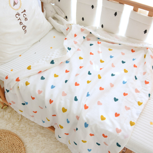 婴儿毛毯新生儿童纱布安抚豆豆毯幼儿园宝宝午睡四季通用棉盖毯