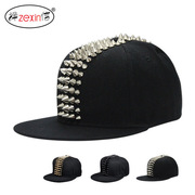 嘻哈铆钉bboy潮爆街舞帽五排平板帽平沿帽塑料棒球帽可调节hiphop
