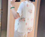 南油新中式上衣真丝欧根纱重工绣花马甲粉色白色精致满身绣花无袖