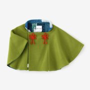 sousou日本京都制造童装设计师，中国结斗篷毛呢羊毛披肩外套绿