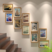 高档创意实木多款式楼梯照片墙，组合客厅书房办公室餐厅背饰挂墙相