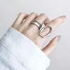 s925纯银食指戒指女士，潮人日韩简约夸张个性，圆环开口指环韩国饰品