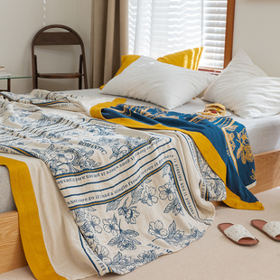 无印良品A类竹纤维毛巾被冷感纱布毯子 夏季午睡沙发全棉空调盖毯