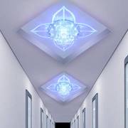 现代简约水晶过道灯温馨入户玄关菱形射灯创意，方形形走廊灯门厅