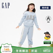 gap女幼童冬季logo加绒分体运动两件套儿童装卫衣卫裤套装836871