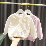 1-5岁女宝宝小蝴蝶，针织空调衫女婴儿秋装3女童，网眼防晒开衫