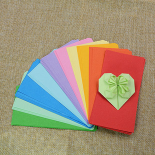 长方形折纸多规格厘米2比1纸折心花怒放大红纯色，彩色纸手工课材料