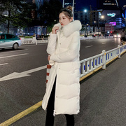 mealiers中长款白色羽绒服2023韩版时尚，显瘦大毛领，白鸭绒(白鸭绒)外套