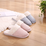 日式居家棉拖鞋可爱厚底冬季情侣室内人，字呢拖鞋包跟月子毛拖鞋(毛拖鞋)