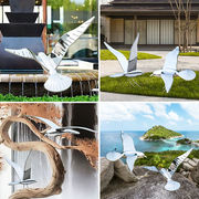 不锈钢镜面金属仿真动物海鸥鸽子小鸟雕塑摆件户外园林景观装饰品