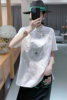 新中式国风 精梳棉重工刺绣 纯色立领宽松蝙蝠短袖T恤女