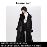 纳帕佳长款风衣2023秋冬女式黑色，长袖个性休闲设计感小众外套