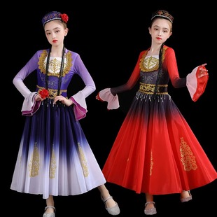 新疆舞蹈演出服儿童维吾族维吾尔族，古丽新疆舞维族女童舞蹈服服装