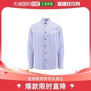 香港直邮潮奢 Off-White 男士灰白色弧形下摆条纹衬衫