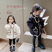 女童冬装棉袄洋气儿童韩版棉服，宝宝棉衣中小童保暖翻领外套潮