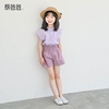 蔡爸爸童装第个072+073童话紫色套装女儿童衬衣，纯棉夏装短袖衣服