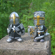 世中纪战争树脂工艺品斧头守卫侏儒骑士桌面迷你雕塑装饰花园摆件